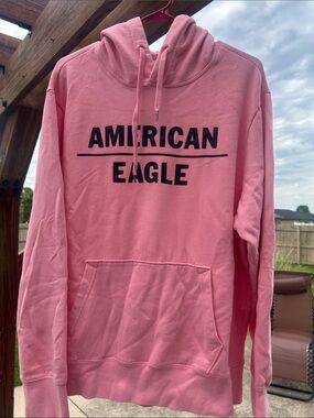 American Eagle Pink Hoodie with Bold Logo XL